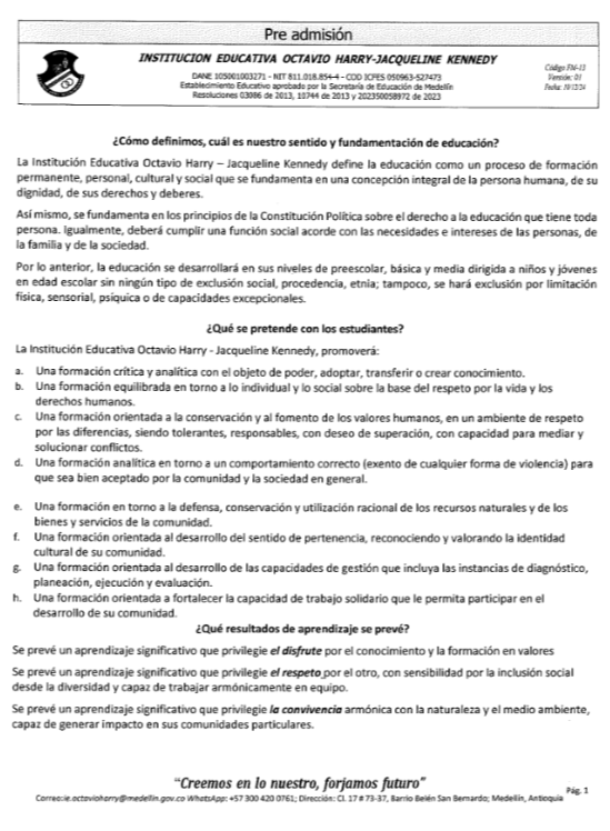 Informacion de la pre- admision